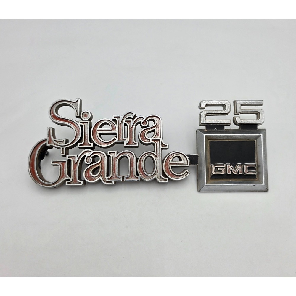 GMC Sierra Grande 2500 Emblem Vtg Chrome Lettering Black Logo